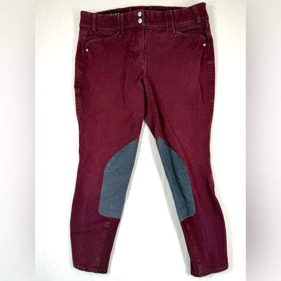 Ariat Pants - ARIAT Womens Heritage Riding Equestrian Breeches 32R Burgundy Stretch Suede‎
